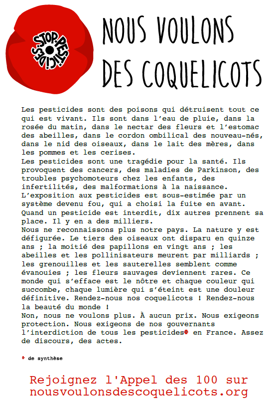 appel nous voulons coquelicots